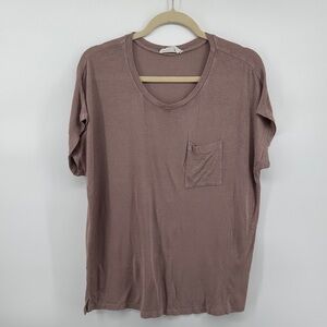 Boho Grunge Basic Casual Comfortable Lightweight Double Zero Dusty Brown Tee SzL